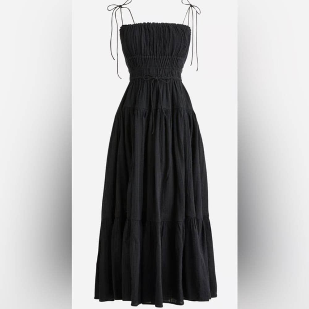 NWT J. Crew Black Clio dress in textured cotton gauze XXL